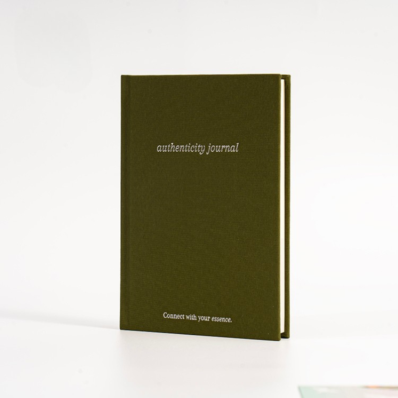 Carnet en lin vert personnalisé5
