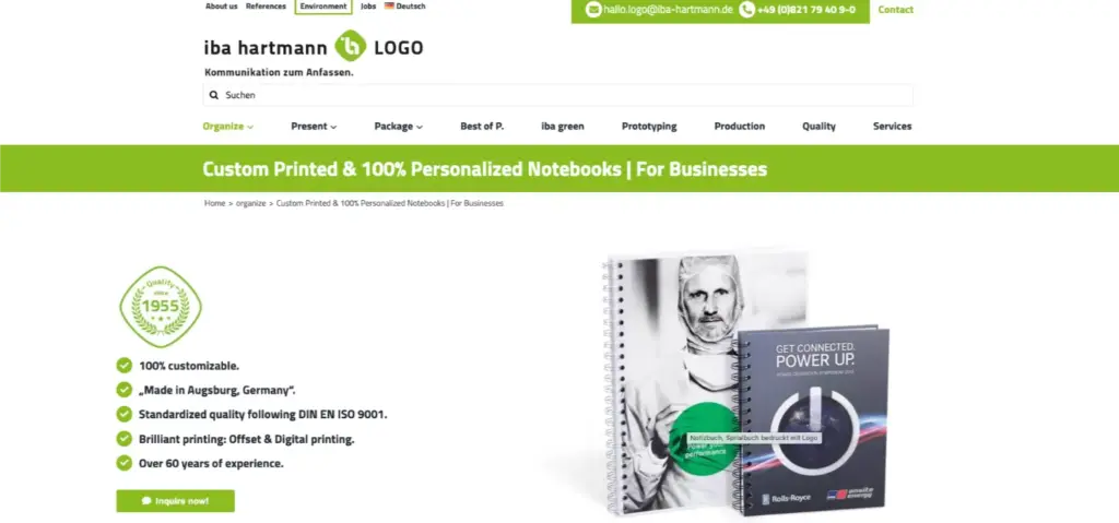 iba hartmann LOGO custom notebook manufacturer