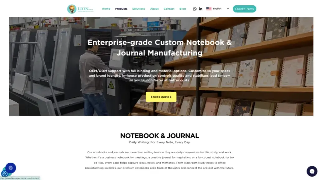 lion paper products custom notebook manufacturer