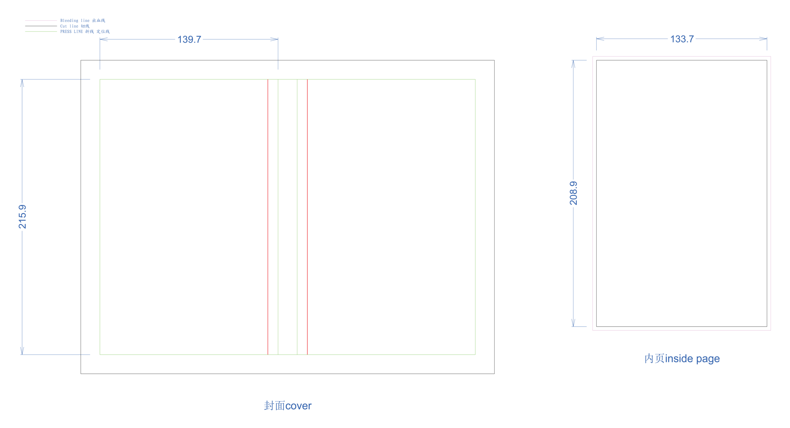 Standard Hardcover Book Dieline Template Preview
