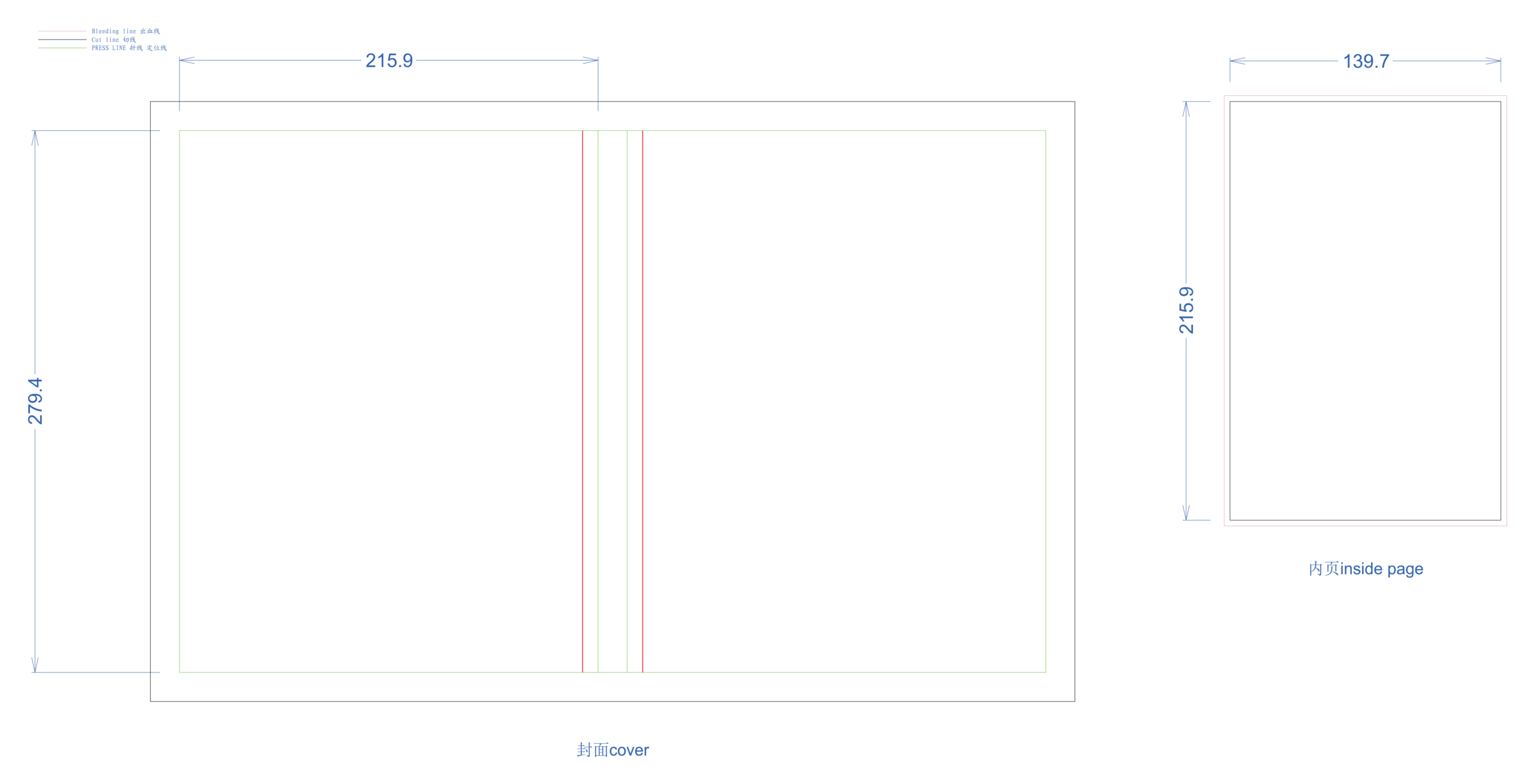 Large Art Hardcover Dieline Template Preview