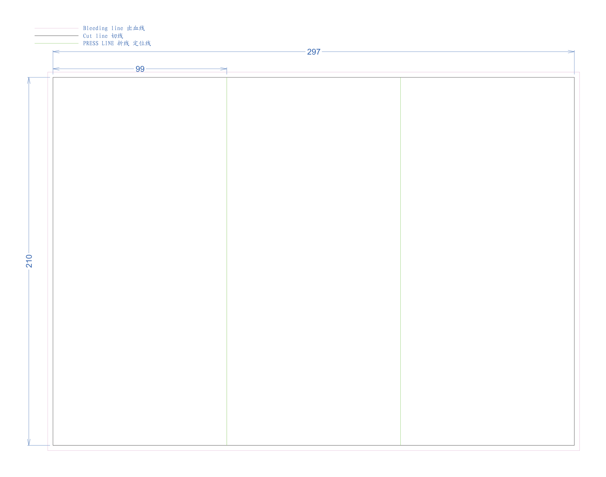 A4 Tri-Fold 6-Panel Brochure Dieline Template Preview